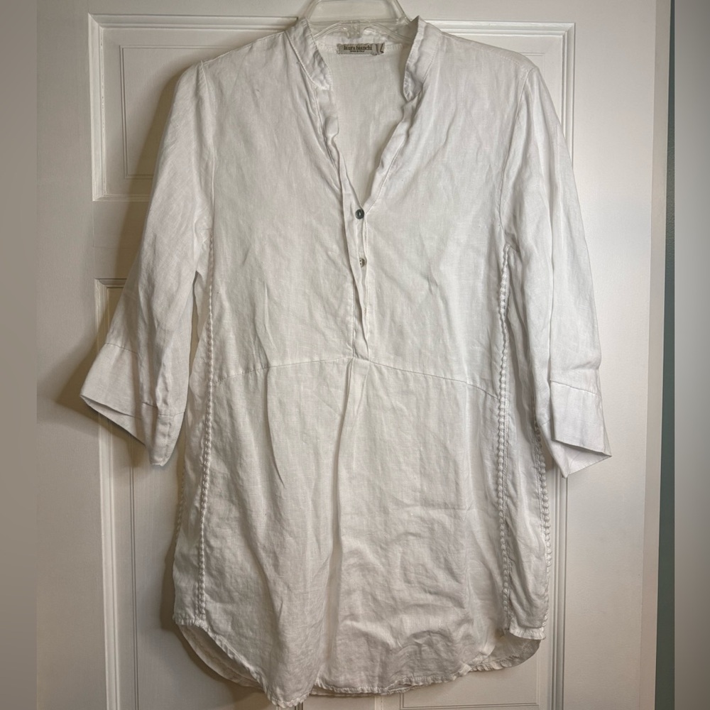 Laura Bianchi Italy White Linen Tunic Top
